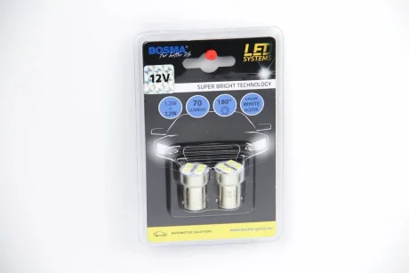 Автолампа BA15S LED 12V 4XSMD 5050 LED WHITE (2 шт) Bosma 3048