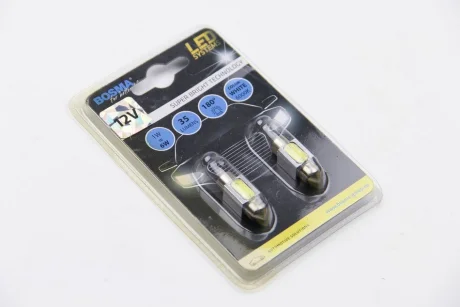 Автолампа SV8,5 LED 12V 1xSMD MEGA LED WHITE 10X31 (2 шт) Bosma 3659