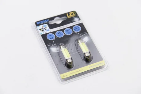 Автолампа SV8,5 LED 12V 1xSMD MEGA LED WHITE 10X39 (2 шт) Bosma 3673