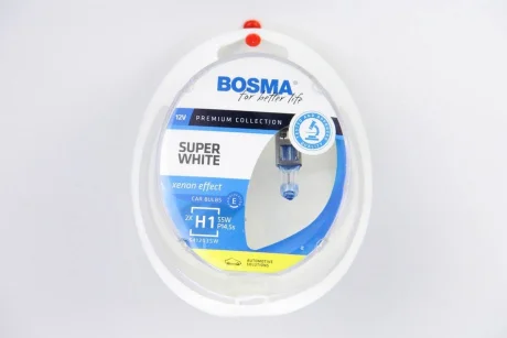 Автолампа H1 SUPER WHITE 12V 55W P14,5S Упаковка 2шт Bosma 3721