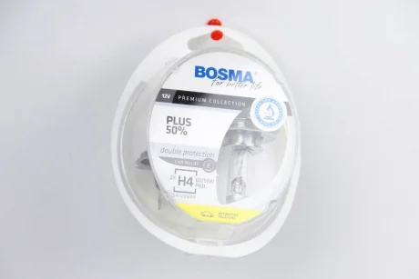 Автолампа H4 PLUS 50% 12V 60/55W P43T Упаковка 2шт Bosma 3929