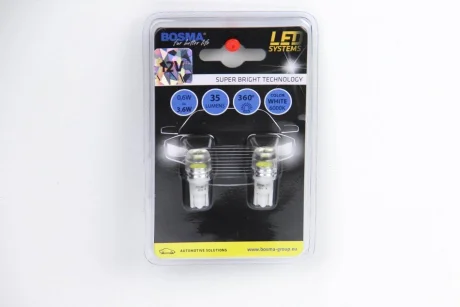 Автолампа T10 LED 12V 1xSMD 7080 LED WIDE VIEWING WHITE (2 шт) Bosma 4014