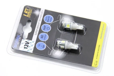 Автолампа T10 LED 12V 4XSMD 5050 LED WHITE (2 шт) Bosma 4168