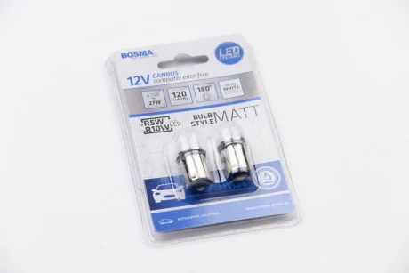 Автолампа BA15S 12V 6xLED SMD2835 18x37MM WHITE 6000K MAT STYLE CANBUS (blister 2 шт) Bosma 6490