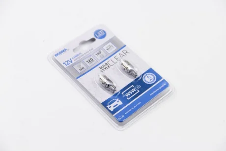 Автолампа T10 12V 1xLED CREE2525 WHITE 6000K CLEAR BULB STYLE DOUBLE POLARITY CANBUS (2 шт) Bosma 6537