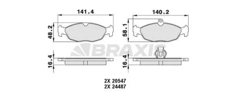 Гальмівні колодки комплект BRAXIS AA0470