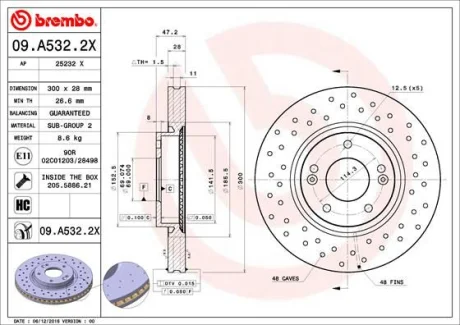 Гальмівний диск BREMBO 09A5322X