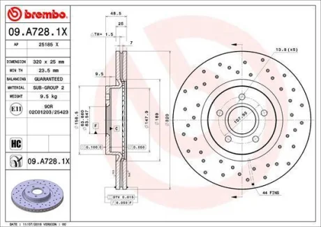 Гальмівний диск BREMBO 09A7281X