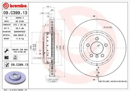 Гальмівний диск BREMBO 09.C399.13