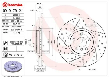 Гальмівний диск BREMBO 09D17921