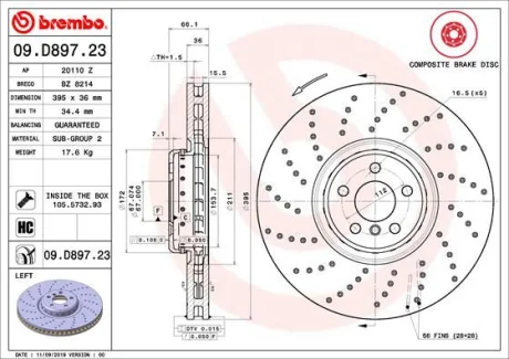 Диск гальмівний BREMBO 09.D897.23
