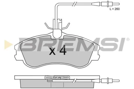 Гальмівні колодки пер. Berlingo/Partner 96-01 (Lucas) (з датчиком) BREMSI BP2711