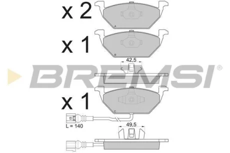 Гальмівні колодки пер. Caddy III/Golf V/Octavia/A3 03- (з датчиком) BREMSI BP2848
