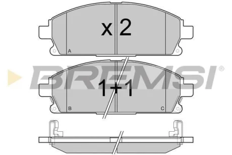 Гальмівні колодки пер. Nissan X-Trail 01-13/Pathfinder 97-04 (sumitomo) (159x56x16,4) BREMSI BP2968