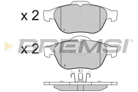 Гальмівні колодки пер. Renault Laguna 01- (ATE) (156,3x68,5x18) BREMSI BP2970