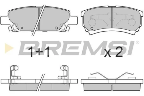 Гальмівні колодки зад. Caliber 06-/Lancer 00-/Outlander 01-12 (Akebono) BREMSI BP3106
