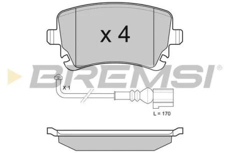 Гальмівні колодки зад. T5 03- (TRW) (з датчиком) BREMSI BP3140