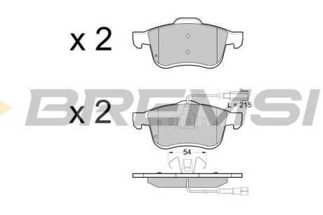 Гальмівні колодки пер. Doblo 10- (диск 305mm)(155.2x69.08x20.3) BREMSI BP3413