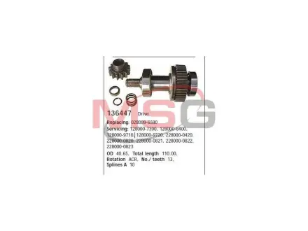 Бендикс стартера LEXUS/TOYOTA ES300/RX300/Camry/Celica/Carina/MR2 "1,8-3,0 "85-00 ="" CARGO 136447