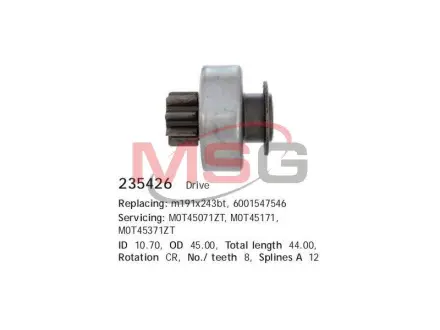 Бендикс стартера RENAULT/DACIA/CITROEN/PEUGEOT ="" CARGO 235426