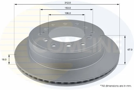 Comline - Диск гальмівний вентильований з покриттям COMLINE ADC0185V