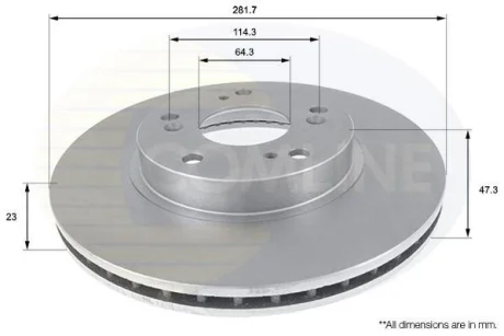 Comline - Диск гальмівний вентильований з покриттям COMLINE ADC0544V