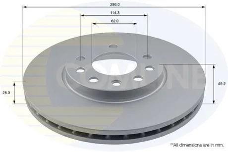 Comline - Диск гальмівний вентильований з покриттям COMLINE ADC1113V
