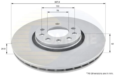 Comline - Диск гальмівний вентильований з покриттям COMLINE ADC1124V