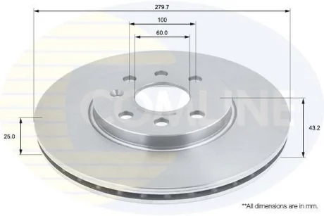 Comline - Диск гальмівний вентильований з покриттям COMLINE ADC1131V