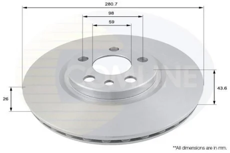 Comline - Диск гальмівний вентильований з покриттям COMLINE ADC1522V