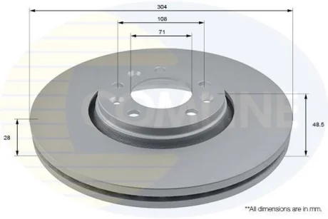 Comline - Диск гальмівний вентильований з покриттям COMLINE ADC1579V