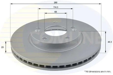 Comline - Диск гальмівний вентильований з покриттям COMLINE ADC2416V