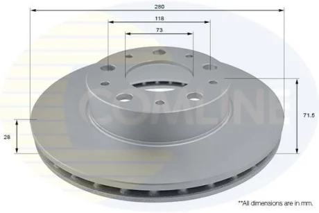 Comline - Диск гальмівний вентильований з покриттям COMLINE ADC2834V