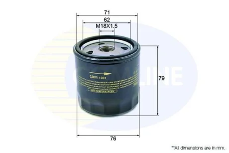 Comline - Фільтр оливи (аналогWL7129/OC90) COMLINE CDW11001