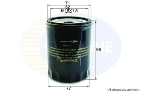 Comline - Фільтр оливи (аналогWL7087/OC81) COMLINE EOF035