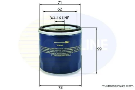 Comline - Фільтр оливи (аналогWL7321/OC485) COMLINE EOF047