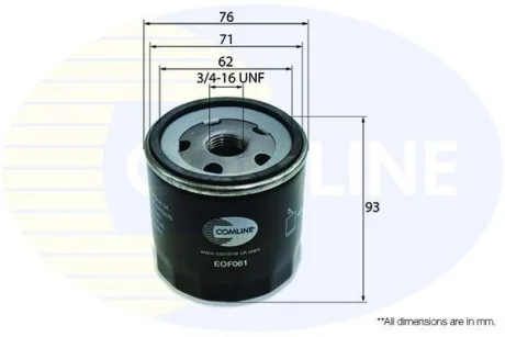 Comline - Фільтр оливи (аналогWL7203/OC295) COMLINE EOF061