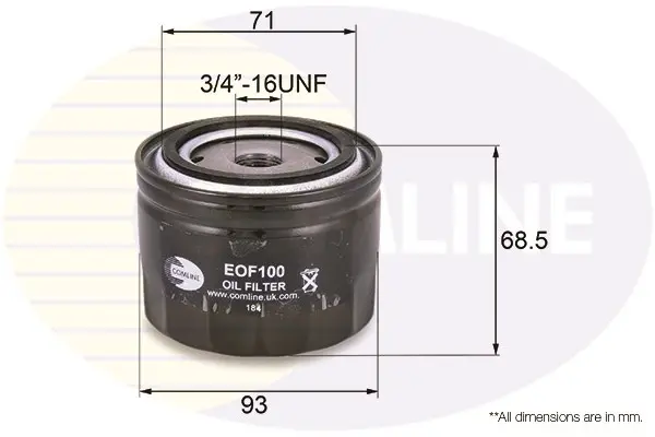 Comline - Фільтр оливи (аналогWL7168/OC384) COMLINE EOF100 (фото 1)
