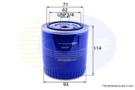 Comline Фільтр оливи COMLINE EOF187