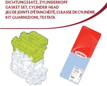 Комплект прокладок (верхній) VW T4 2.4D 90-03 (без прокладки ГБЦ) CORTECO 418598P