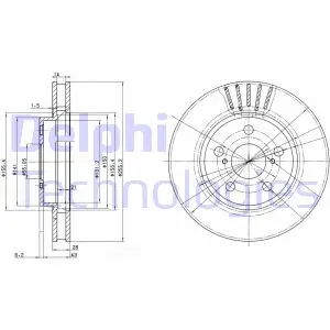 Диск гальмівний TOYOTA Carina E "F D=255mm "92-97 ="" Delphi BG3187