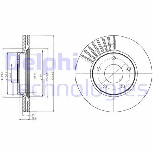 Диск гальмівний NISSAN Juke/Pulsar "F D=280mm "10>> ="" Delphi BG4282C