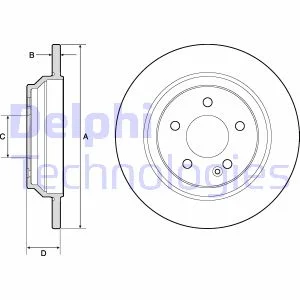 Комплект гальмівних дисків (2 шт) задн Лів/Прав MERCEDES EQV (W447), MARCO POLO CAMPER (W447), V (W447), VITO (W447), VITO MIXTO (DOUBLE CABIN), VITO TOURER (W447) 1.6D-Electric 03.14- Delphi BG4811C
