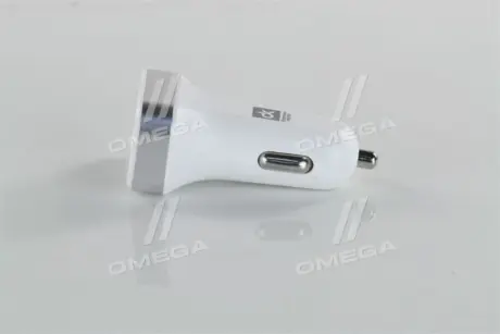 Автомобільний зарядний пристрій 2USB (12 / 24V - 5V 2,4A), LED Display, біле <ДК> Dk-Дорожная Карта DK-CT04W