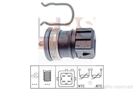Датчик температури охолоджуючої рідини Renault Master/Opel Movano 1.9-2.5D 01- (4 конт.) (чорний) EPS 1.830.251