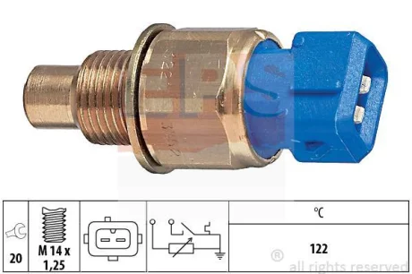 Датчик температури охолоджуючої рідини Citroen Berlingo/Fiat Scudo 1.9D 98- (2 конт.) (122°C) EPS 1.830.552