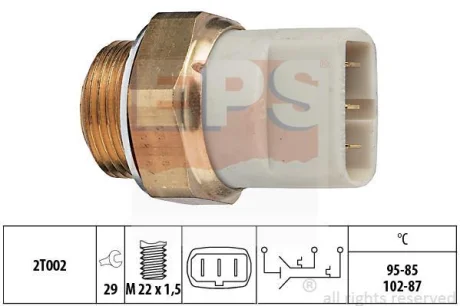 Датчик увімкнення вентилятора VW Caddy II 1.4-1.9TDi/MB Vito (W638) 95-04 (3 конт.) (102-92/95-84°C) EPS 1.850.605