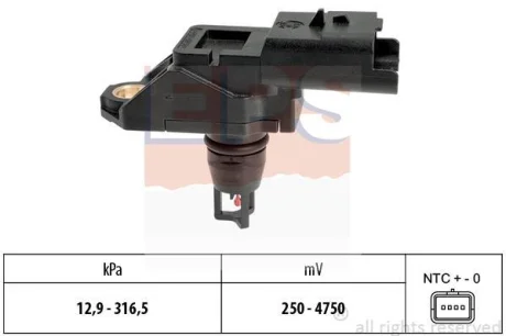 Датчик тиску наддува Citroen Berlingo 1.6HDi 10-/Fiat Scudo 2.0D 10-/Ford Connect 1.6 TDCi 13- EPS 1.993.261
