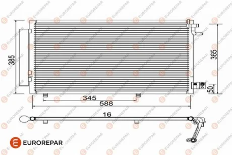 Радіатор кондиціонера (з осушувачем) Fiesta 1.25-1.6i 08-11 EUROREPAR 1610162880