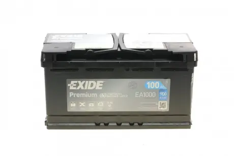 Акумулятор Преміум - 100Ah| EN 900 | 353x175x190 (ДхШхВ) EXIDE EA1000